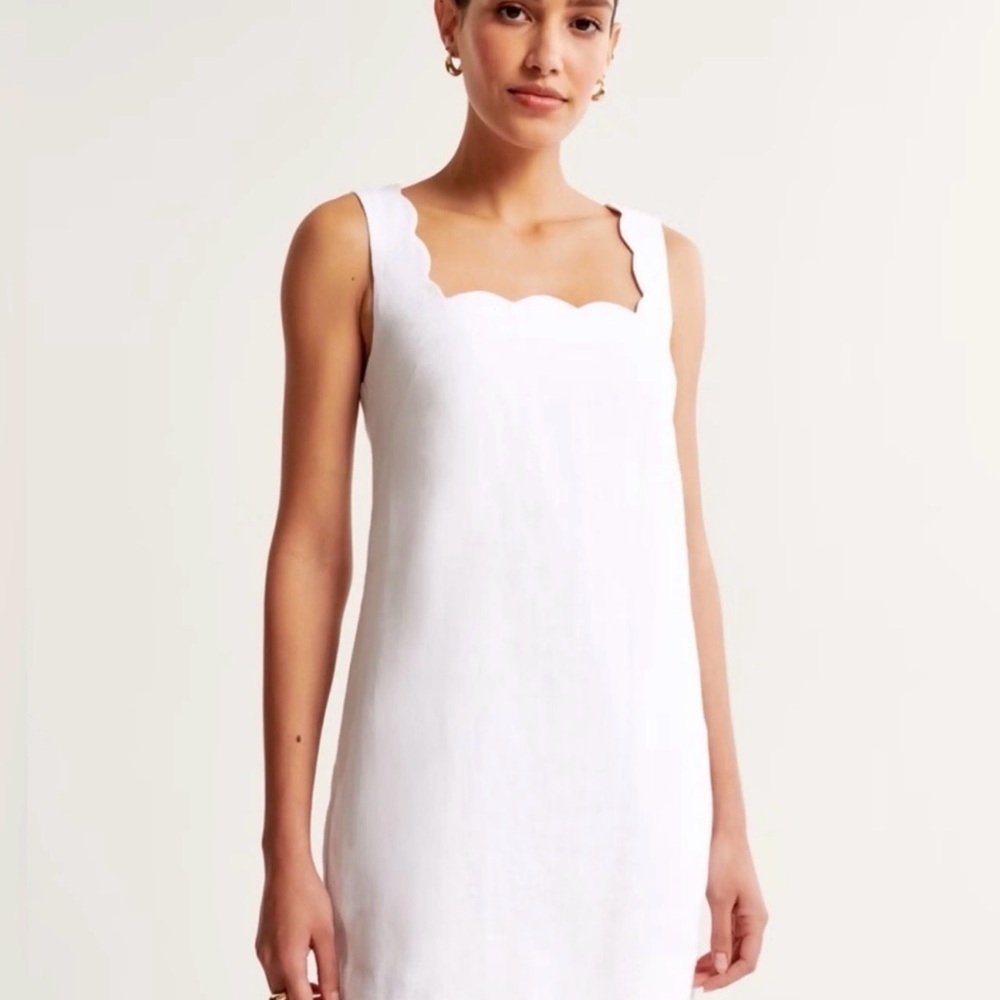 Abercrombie & Fitch Linen Collection Scalloped White Mini Dress – Petite XX